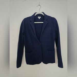 J. Crew Classic Navy Knit 100% Cotton Blazer  Preppy Classic Size XS